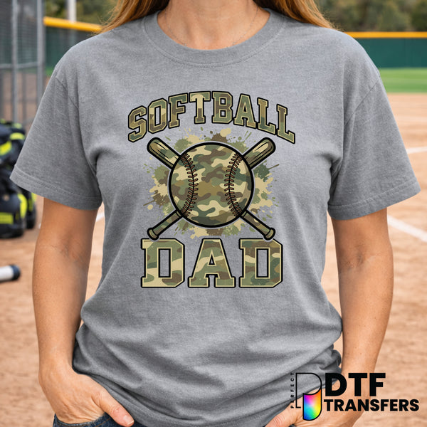 Camo Softball Dad – Softball DTF Transfer