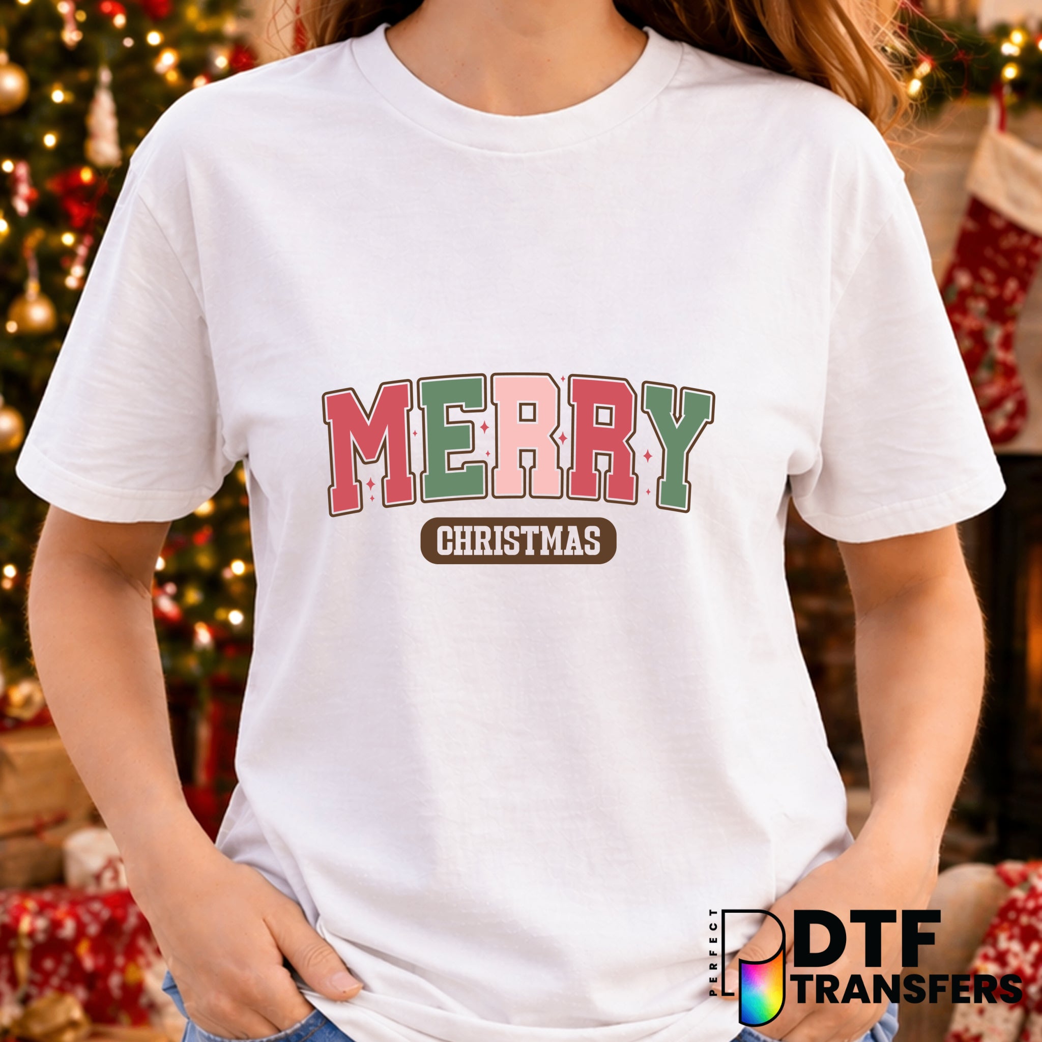 Merry Christmas Varsity Arch – Christmas DTF Transfer