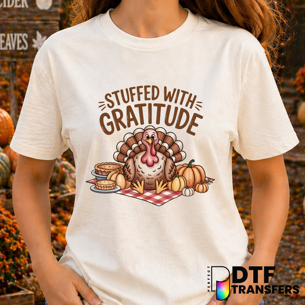 Stuffed with Gratitude – Thanksgiving DTF Transfer