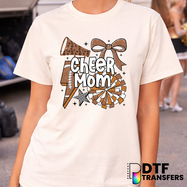 Cheer Mom Coquette Grunge Leopard – Cheerleading DTF Transfer