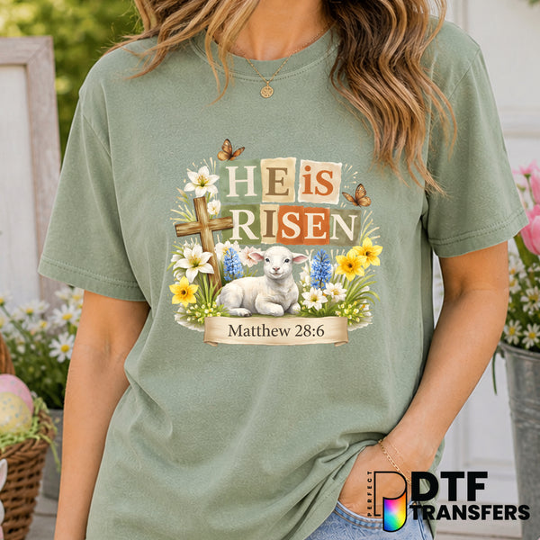 Christian Easter Lamb He is Risen – Easter DTF Transfer