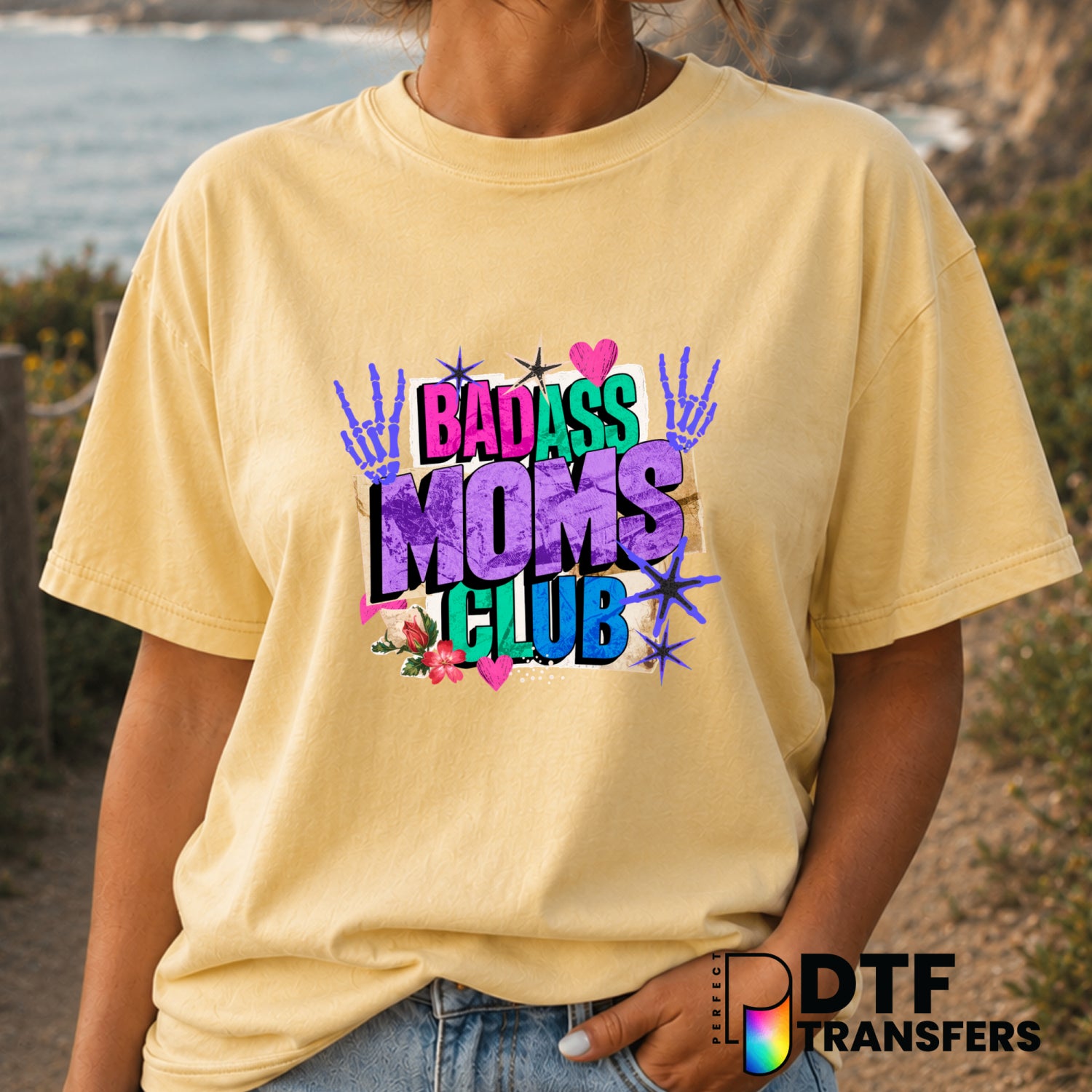 "Badass Mom's Club" Mother's Day DTF Transfer (view 1 of 2) – by Perfect DTF Transfers – Premade DTF Transfers – Mother's...