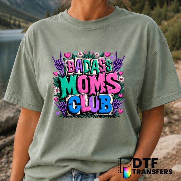 Badass Mom's Club – Mother's Day DTF Transfer (view 2 of 2) – by Perfect DTF Transfers – Premade DTF Transfers – Mother's...