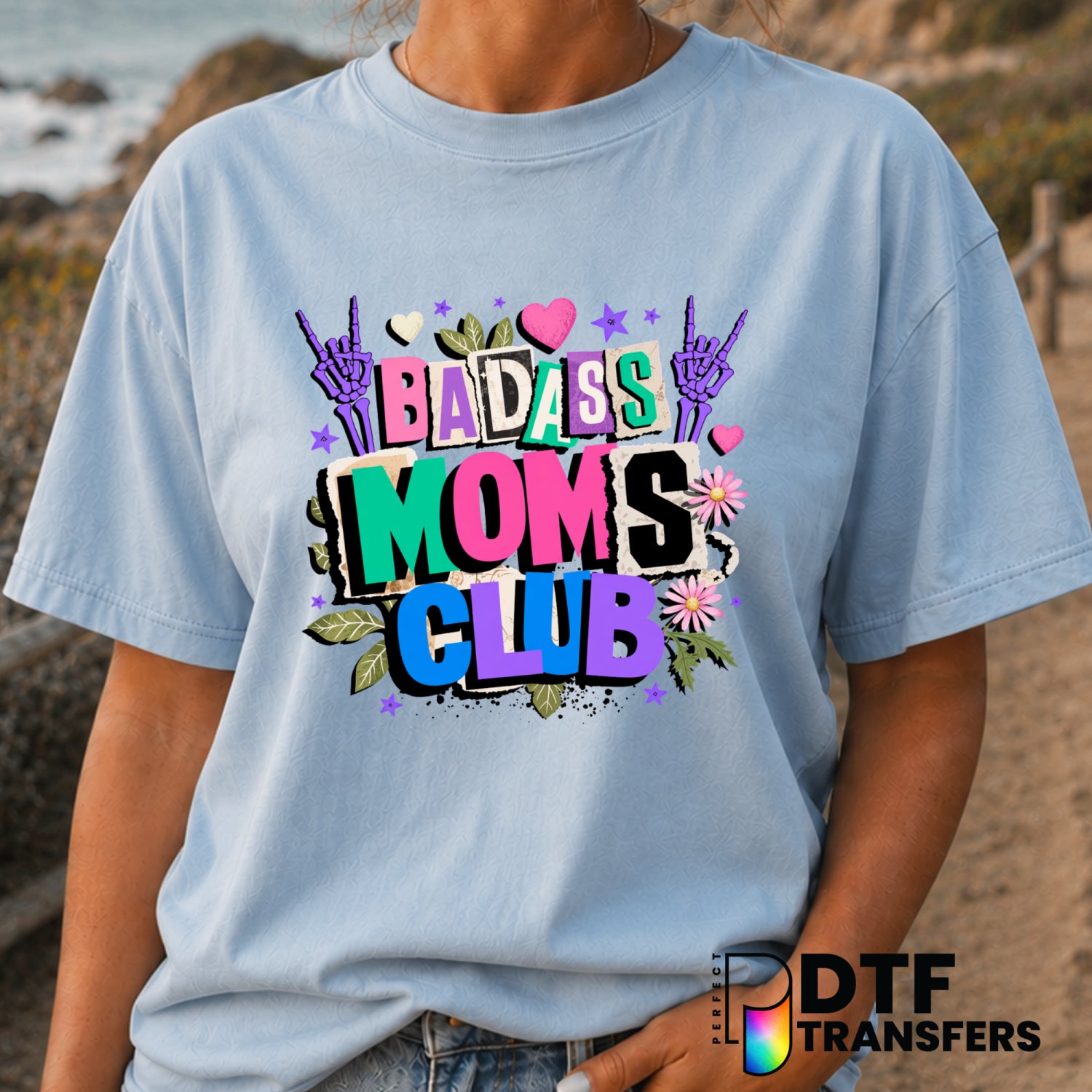 Badass Moms Club – Mother's Day DTF Transfer (view 2 of 2) – by Perfect DTF Transfers – Premade DTF Transfers – Mother's D...