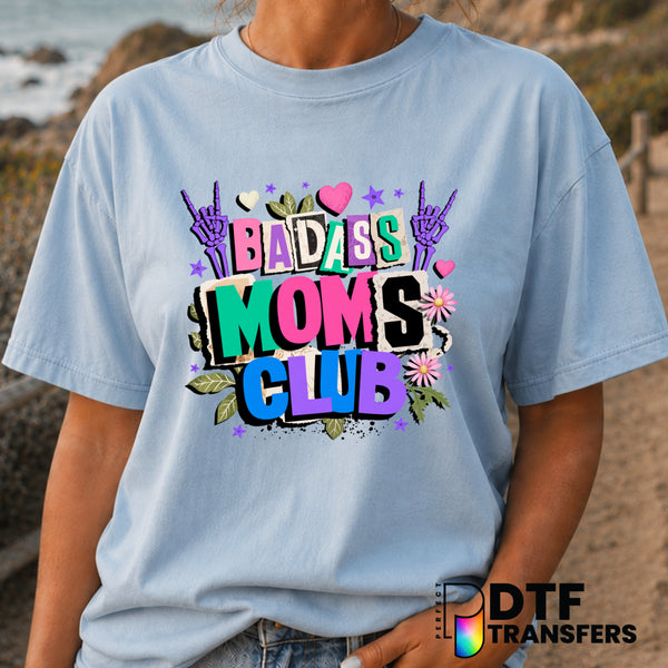 Badass Moms Club – Mother's Day DTF Transfer (view 2 of 2) – by Perfect DTF Transfers – Premade DTF Transfers – Mother's D...