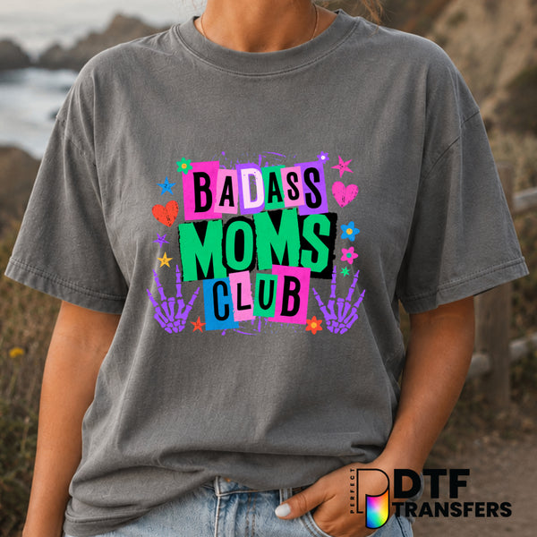 Badass Moms Club – Mother's Day DTF Transfer (view 2 of 2) – by Perfect DTF Transfers – Premade DTF Transfers – Mother's D...