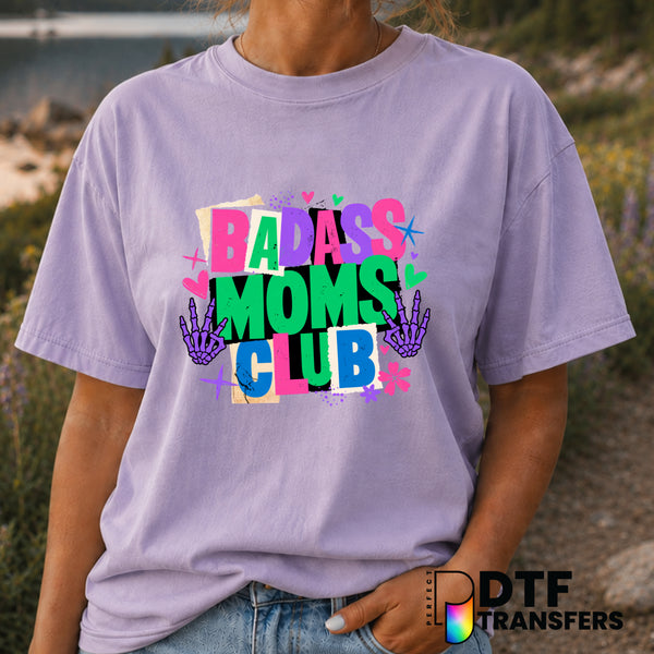Badass Moms Club – Mother's Day DTF Transfer (view 2 of 2) – by Perfect DTF Transfers – Premade DTF Transfers – Mother's D...
