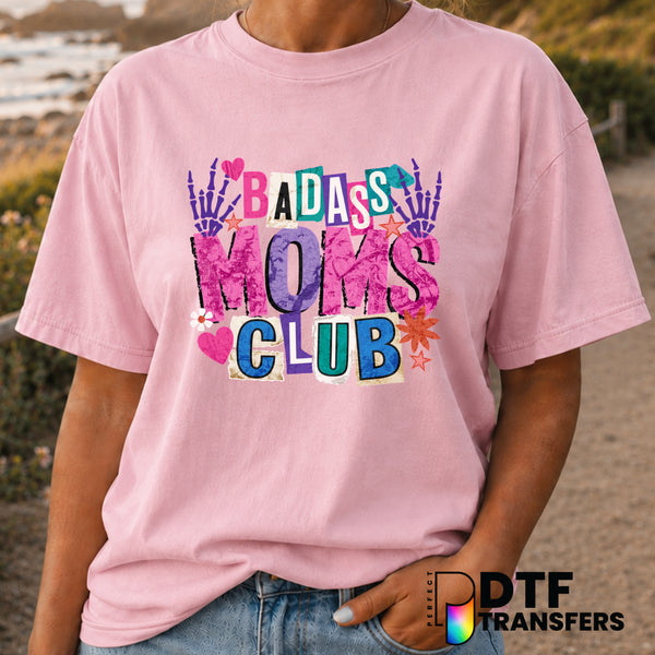 Badass Moms Club – Mother's Day DTF Transfer (view 2 of 2) – by Perfect DTF Transfers – Premade DTF Transfers – Mother's D...