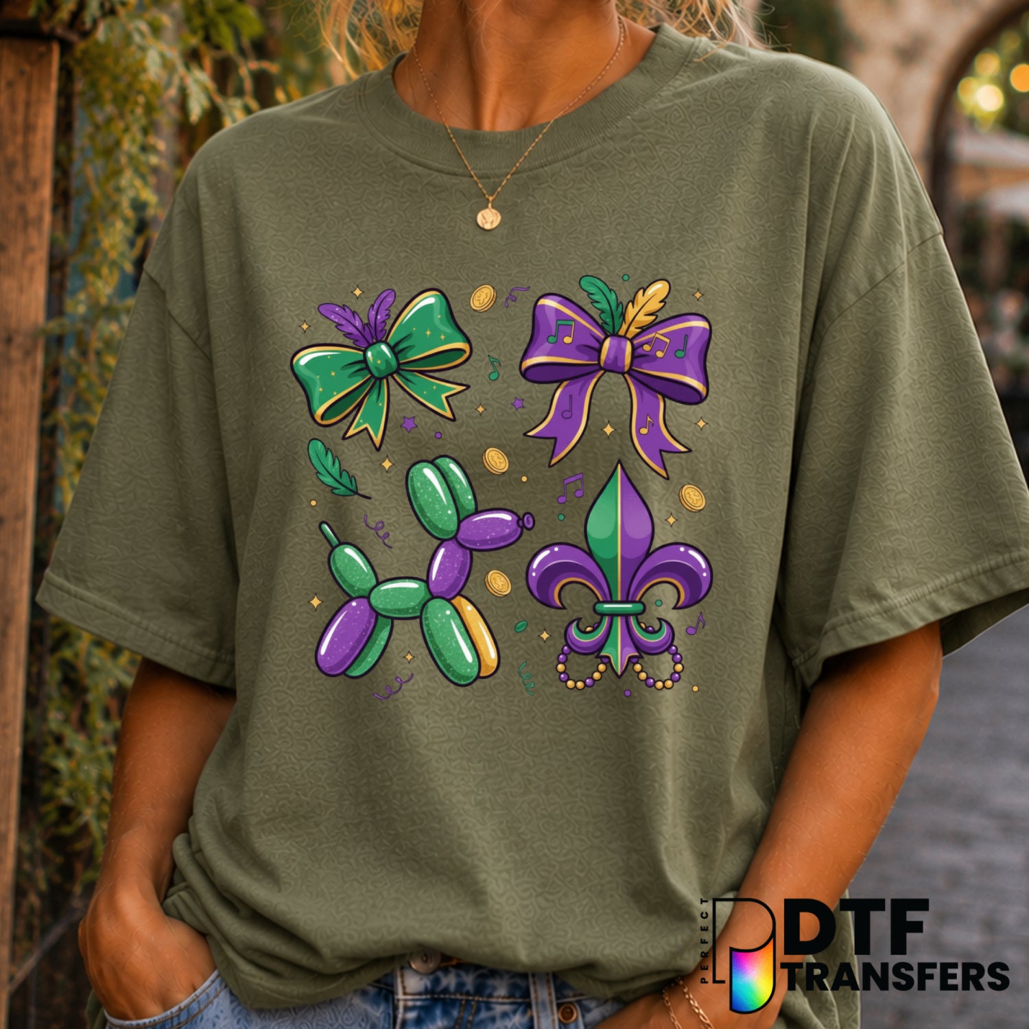 Balloon Dog with Coquette Bow – Mardi Gras DTF Transfer (view 2 of 2) – by Perfect DTF Transfers – Premade DTF Transfers –...