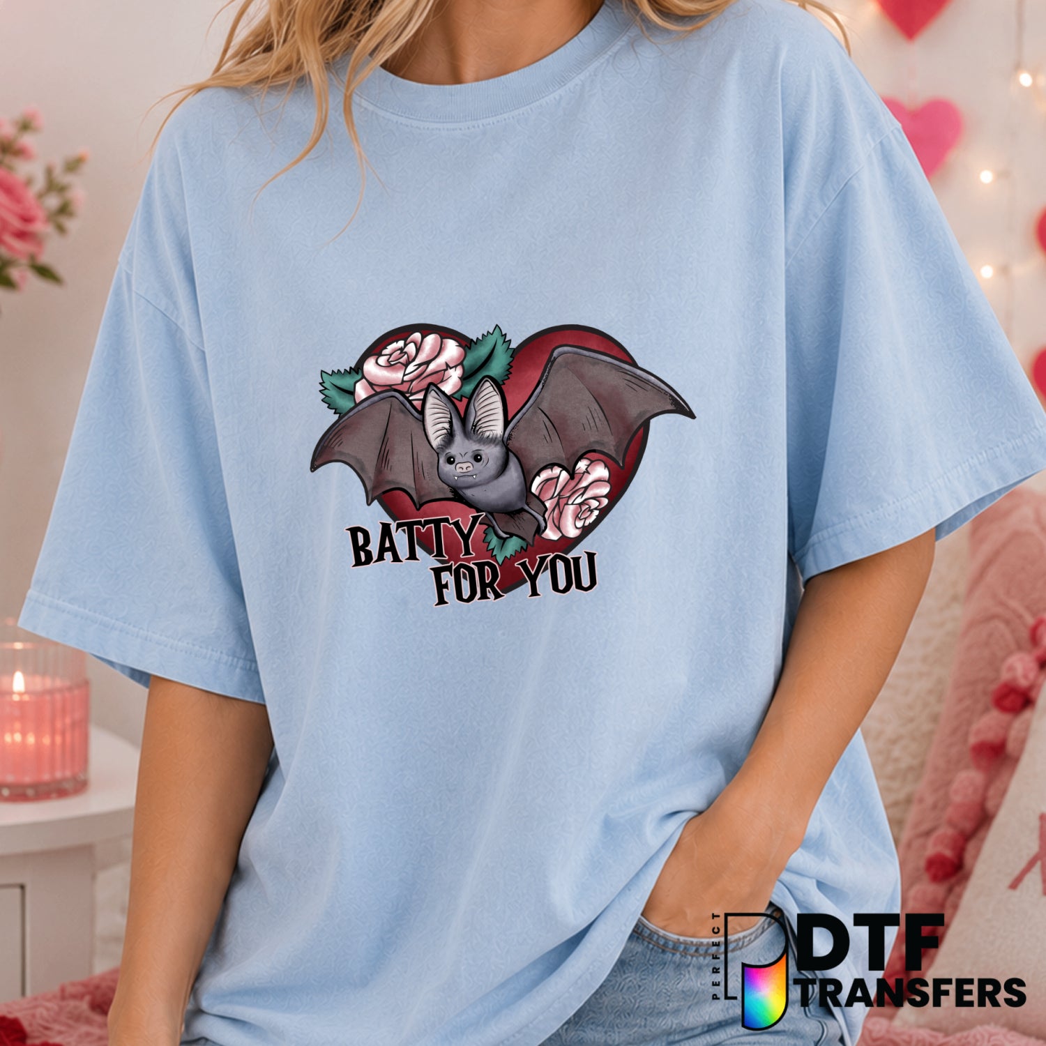 Batty For You – Valentine's Day DTF Transfer (view 2 of 2) – by Perfect DTF Transfers – Premade DTF Transfers – Valentine'...