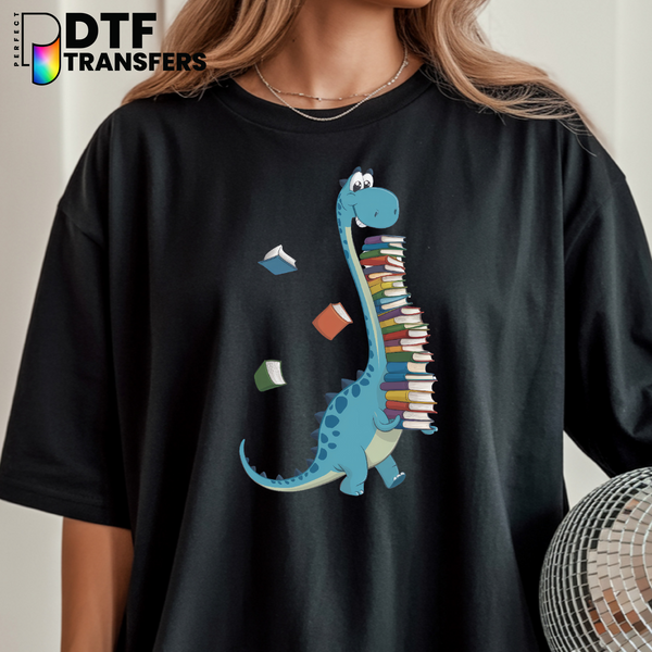 Book-Loving Dinosaur Teacher DTF Transfer