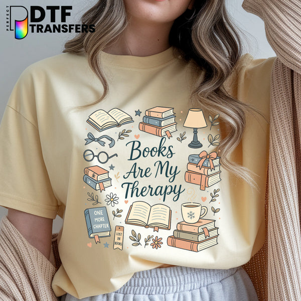 Books Are My Therapy – Teacher DTF Transfer