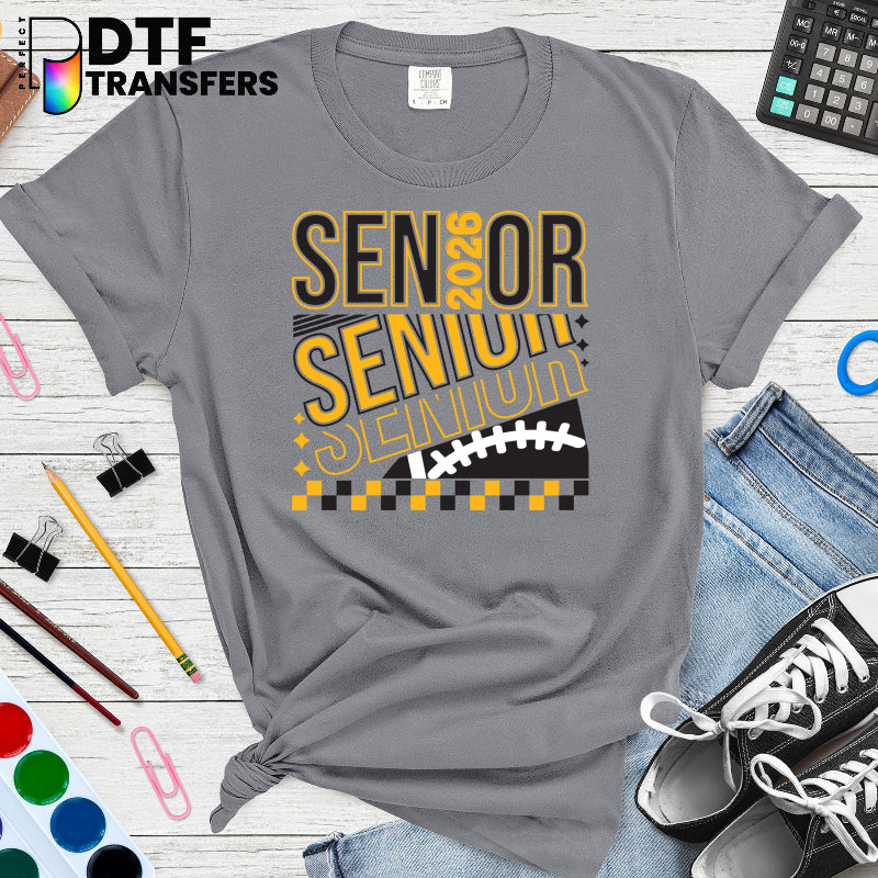 SENIOR 2026 Black and Yellow Football – Teacher DTF Transfer