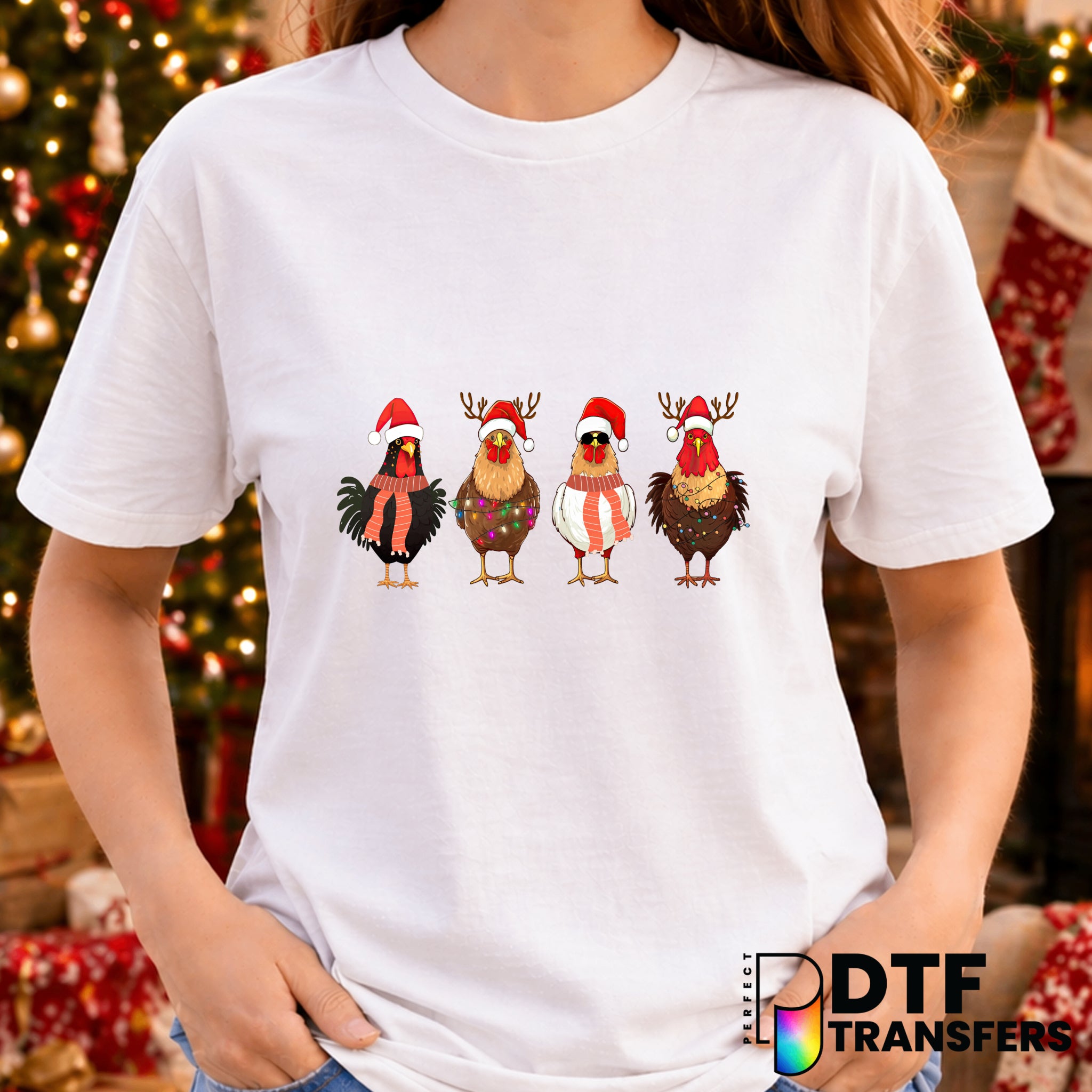Christmas Chickens Farm Animals – Christmas DTF Transfer