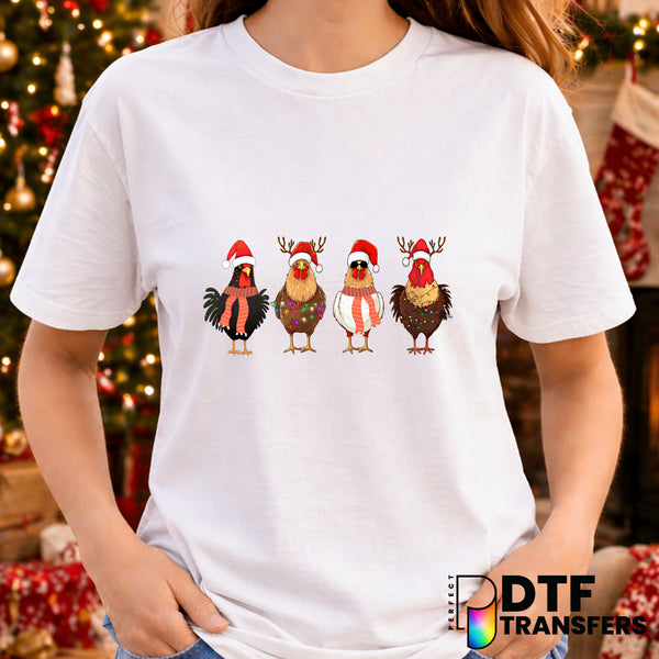 Christmas Chickens Farm Animals – Christmas DTF Transfer