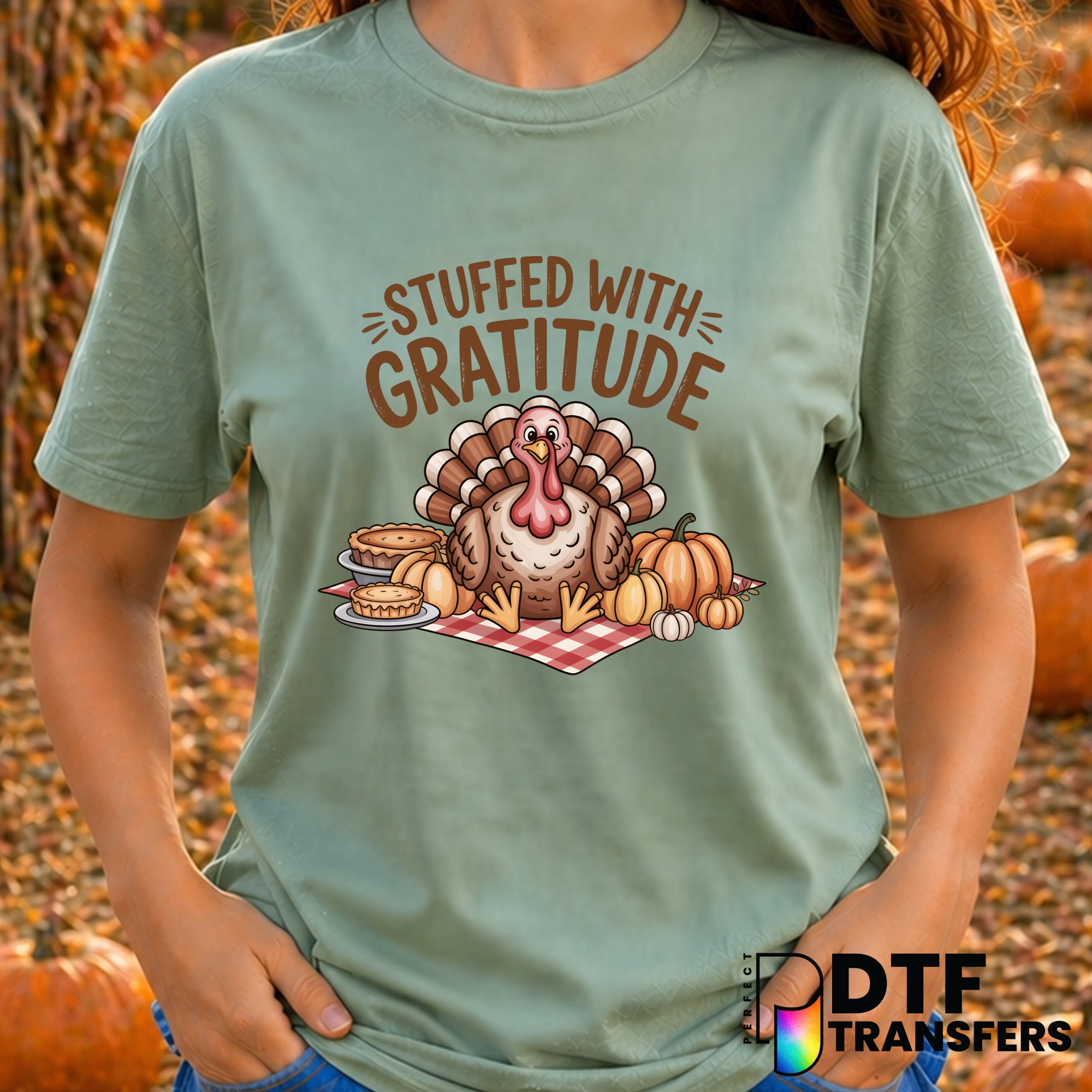 Stuffed with Gratitude – Thanksgiving DTF Transfer