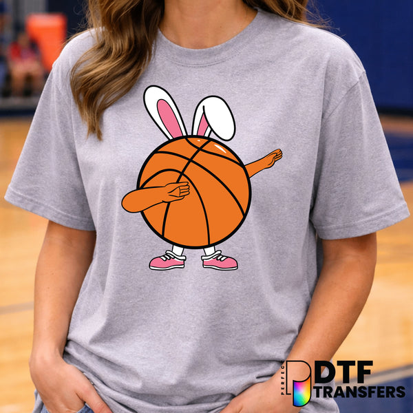 Dabbing Easter Bunny Basketball – DTF Transfer