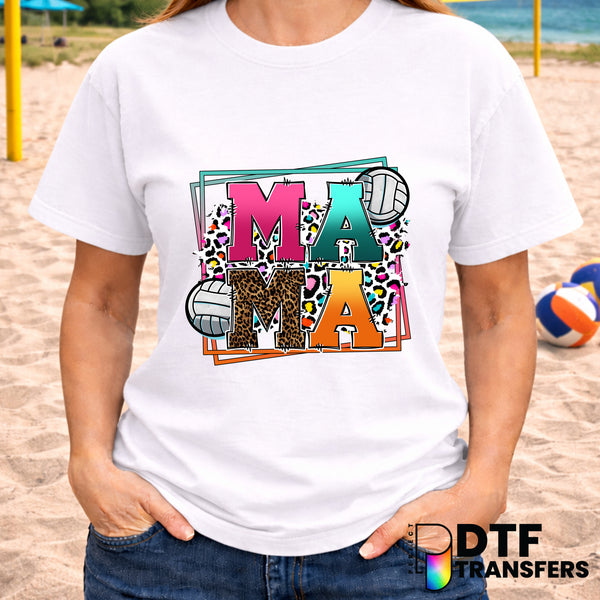 MAMA Stacked Volleyball Colorful Leopard – Volleyball DTF Transfer