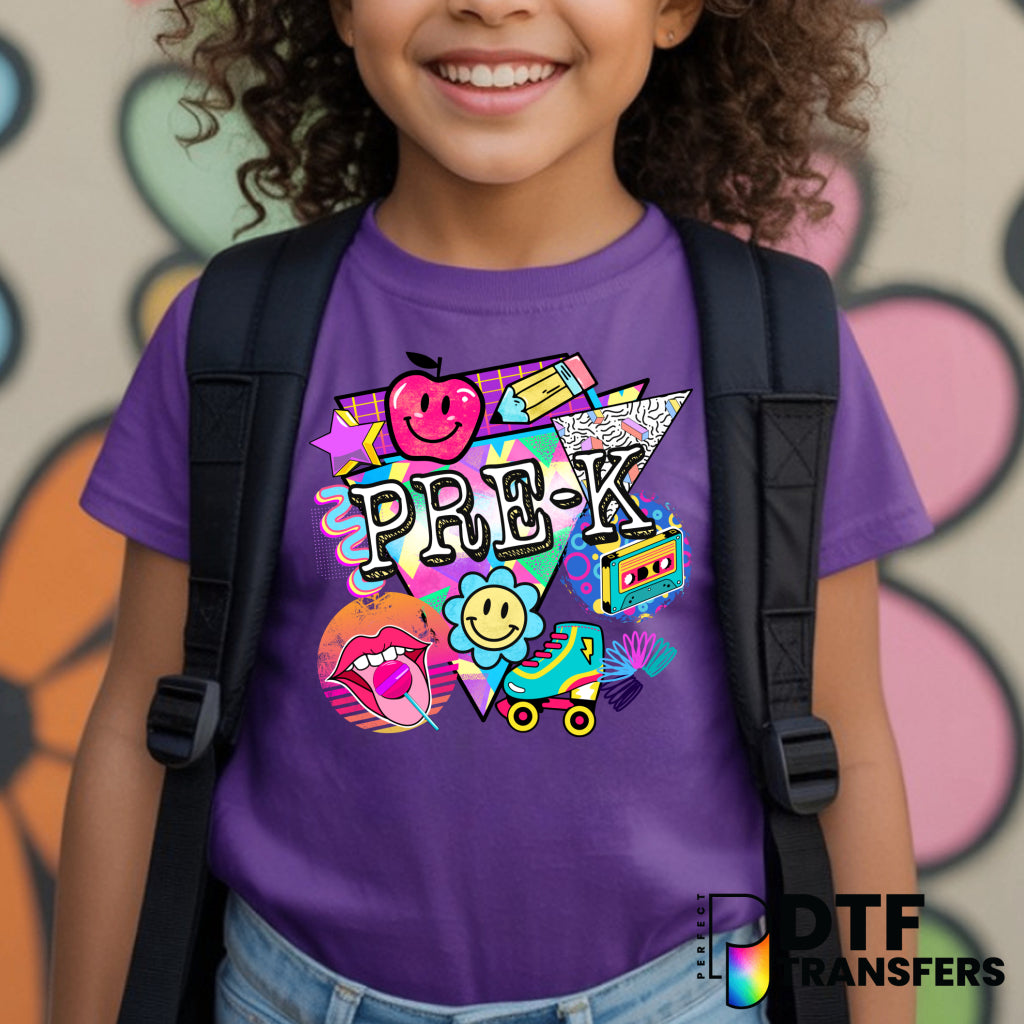 Pre-K – Colorful Retro 90s Teacher DTF Transfer