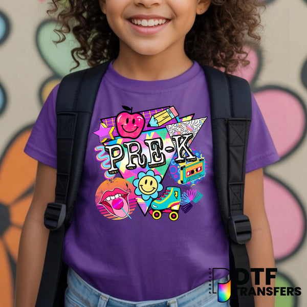 Pre-K – Colorful Retro 90s Teacher DTF Transfer