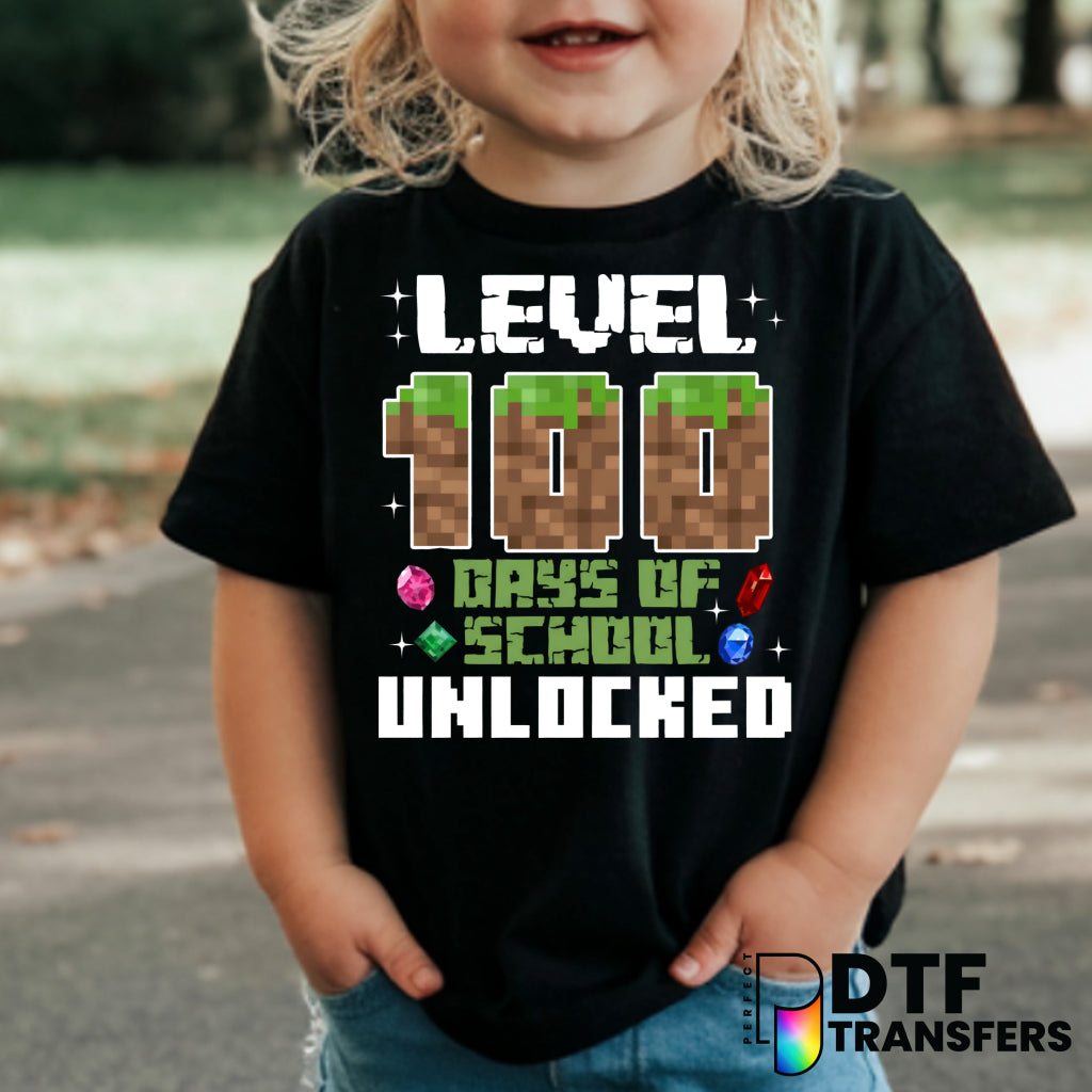 Level 100 Minecraft - 100 Days of School – Teacher DTF Transfer