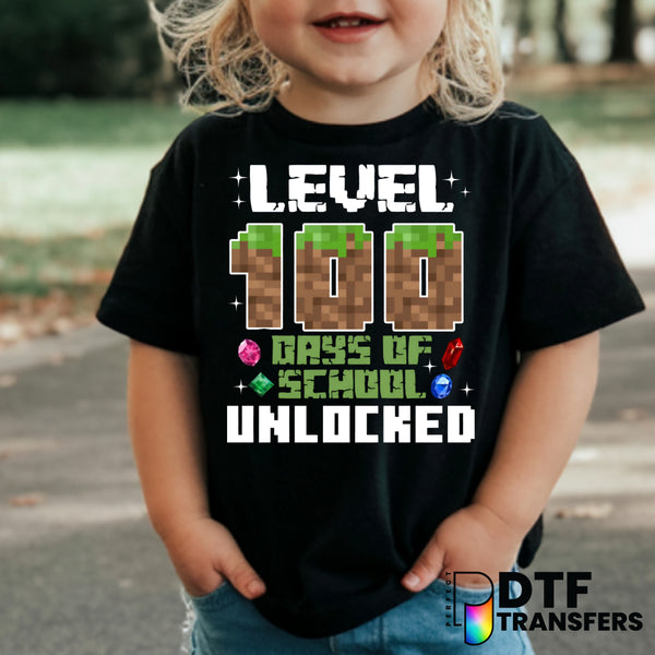 Level 100 Minecraft - 100 Days of School – Teacher DTF Transfer