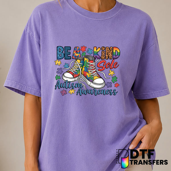 Be A Kind Sole – Autism Awareness DTF Transfer (view 2 of 2) – by Perfect DTF Transfers – Premade DTF Transfers – Autism A...