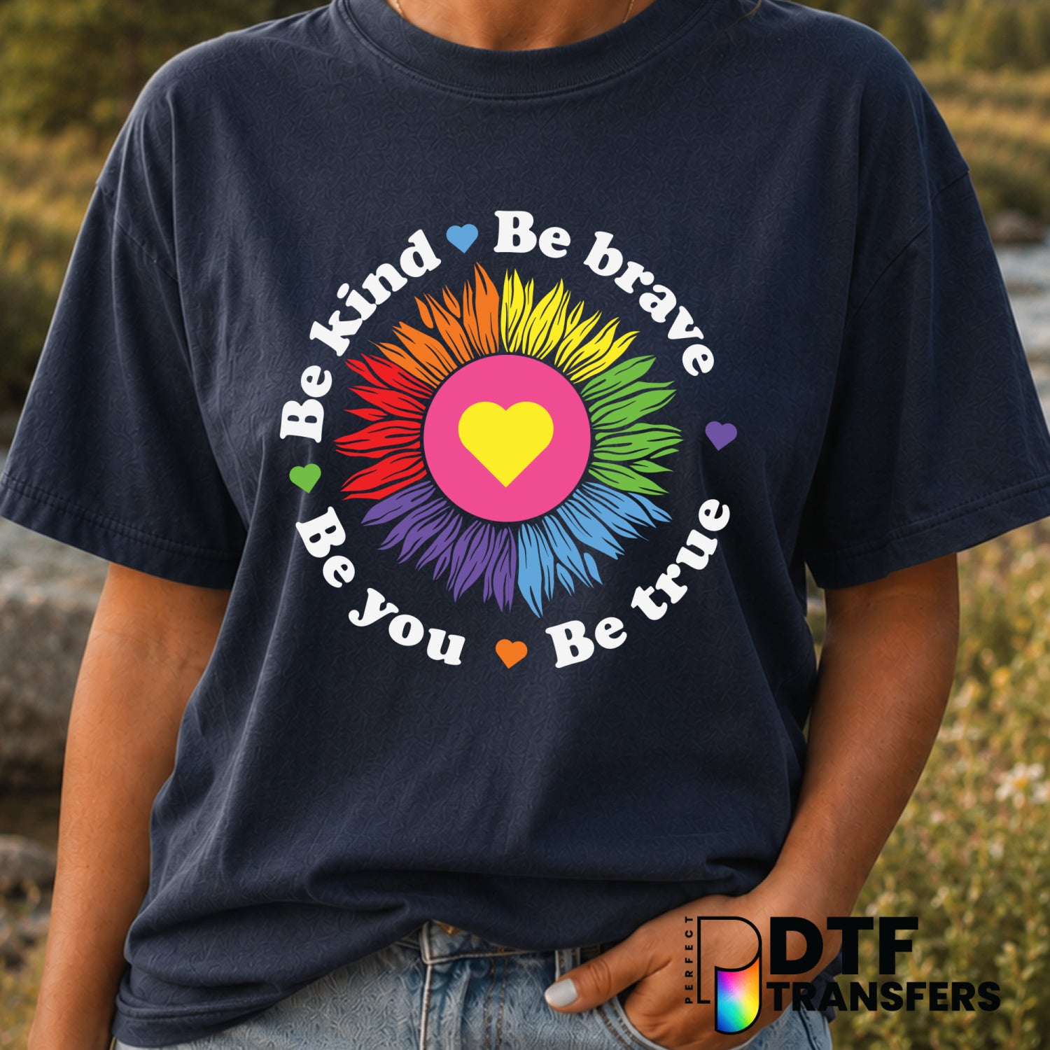 Be Kind Be Brave Be True Be You Sunflower – Anti-Bullying DTF Transfer (view 2 of 2) – by Perfect DTF Transfers – Premade...