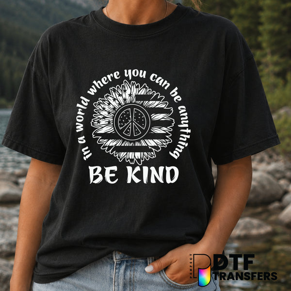 Be Kind Sunflower American Flag – Anti-Bullying DTF Transfer (view 1 of 2) – by Perfect DTF Transfers – Premade DTF Transf...