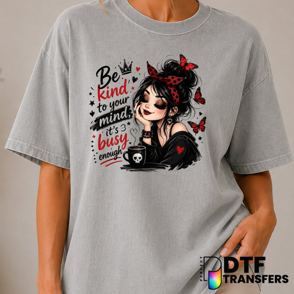 Be Kind To Your Mind Semicolon Butterfly – Mental Health Awareness DTF Transfer (view 1 of 2) – by Perfect DTF Transfers –...