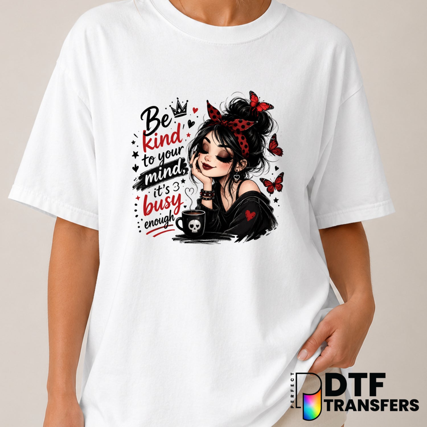 Be Kind To Your Mind Semicolon Butterfly – Mental Health Awareness DTF Transfer (view 2 of 2) – by Perfect DTF Transfers –...