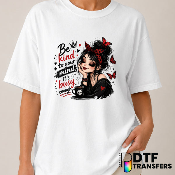 Be Kind To Your Mind Semicolon Butterfly – Mental Health Awareness DTF Transfer (view 2 of 2) – by Perfect DTF Transfers –...