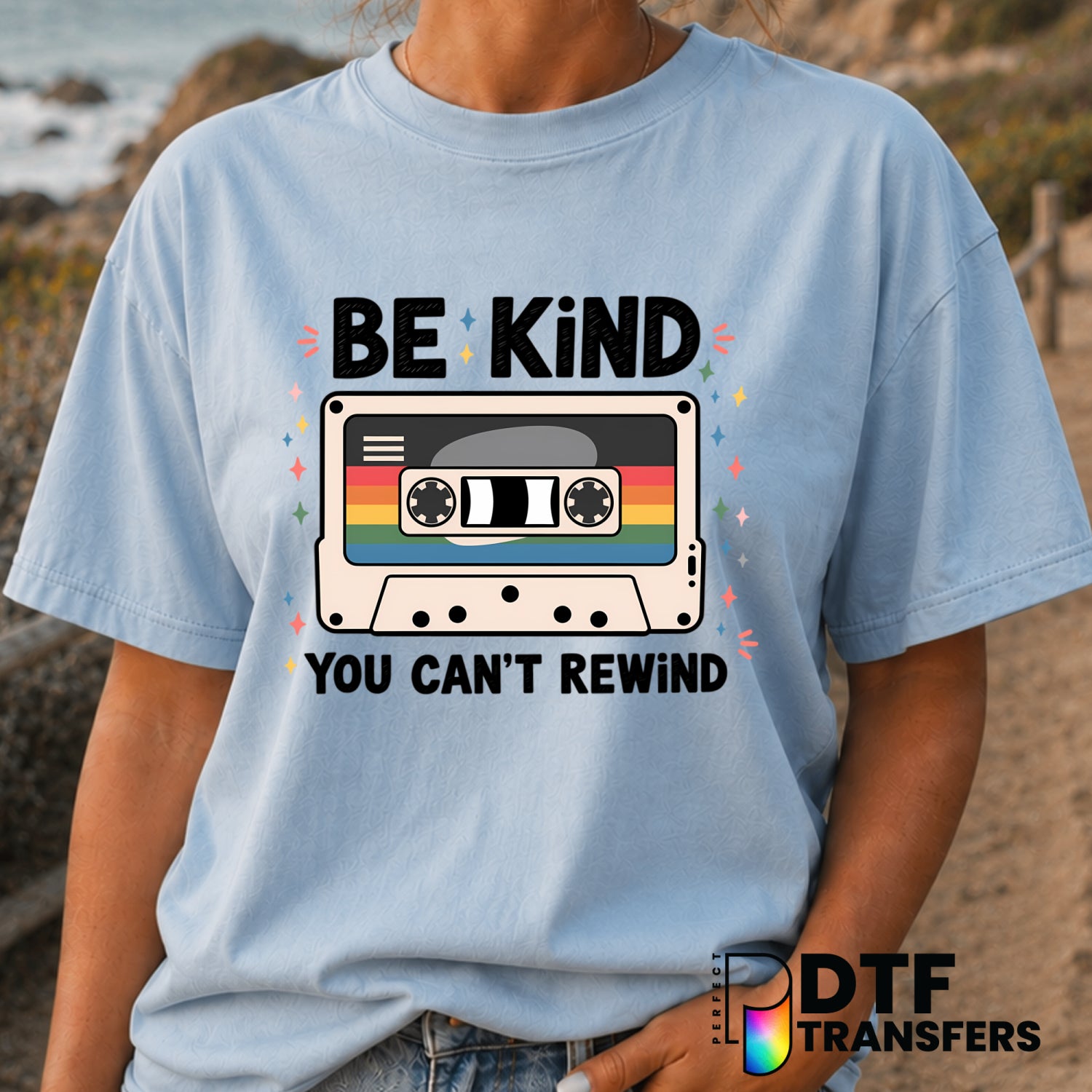Be Kind You Can't Rewind – Anti-Bullying DTF Transfer (view 2 of 2) – by Perfect DTF Transfers – Premade DTF Transfers – A...