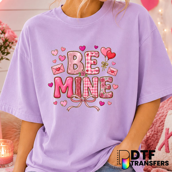 Be Mine Faux Glitter Stacked – Valentine's Day DTF Transfer (view 1 of 2) – by Perfect DTF Transfers – Premade DTF Transfe...
