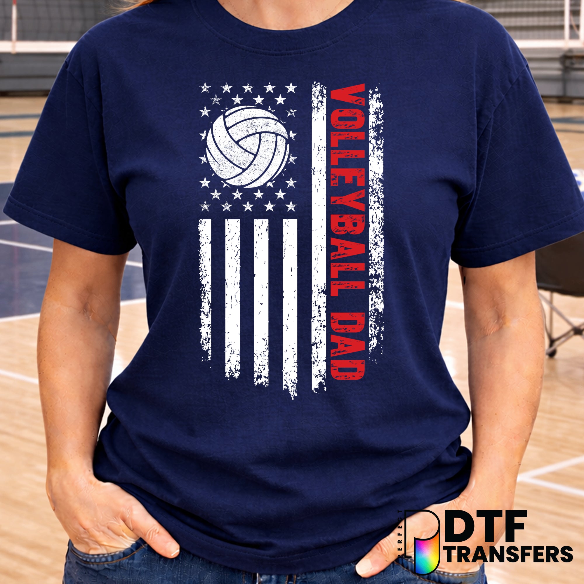 American Flag Volleyball Dad – Volleyball DTF Transfer