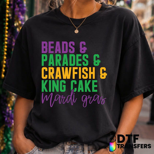 BEADS PARADES CRAWFISH KING CAKE MARDI GRAS – Mardi Gras DTF Transfer (view 2 of 2) – by Perfect DTF Transfers – Premade D...