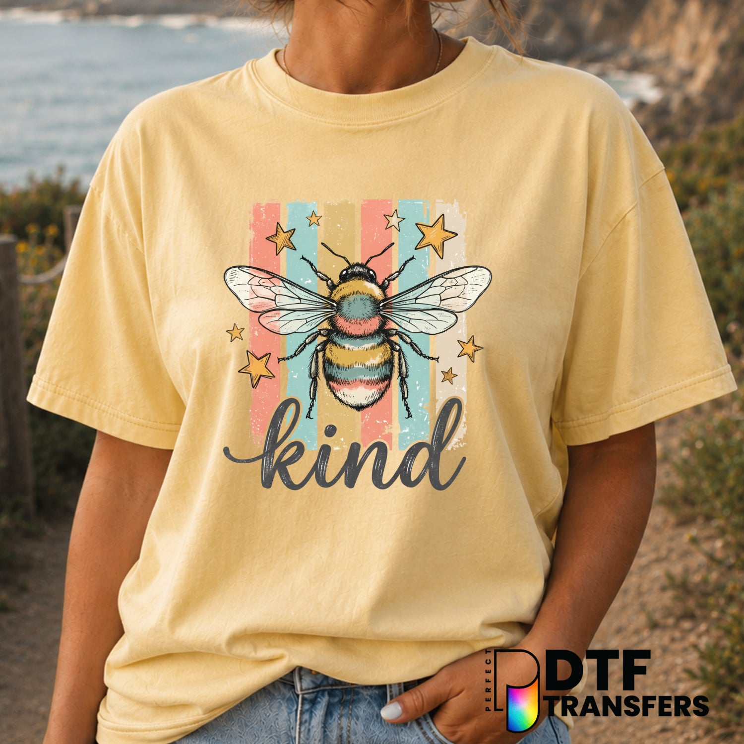 BEE KIND Bumble Bee Anti-Bullying DTF Transfer (view 1 of 2) – by Perfect DTF Transfers – Premade DTF Transfers – Anti-Bul...