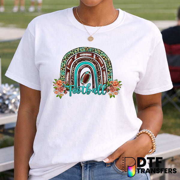 FOOTBALL MOM Rainbow Leopard Floral – Football DTF Transfer