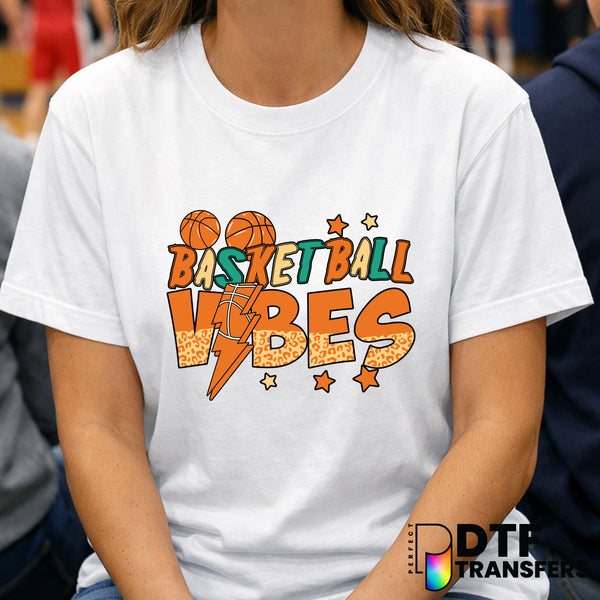Retro Leopard Basketball Lightning Bolt – DTF Transfer
