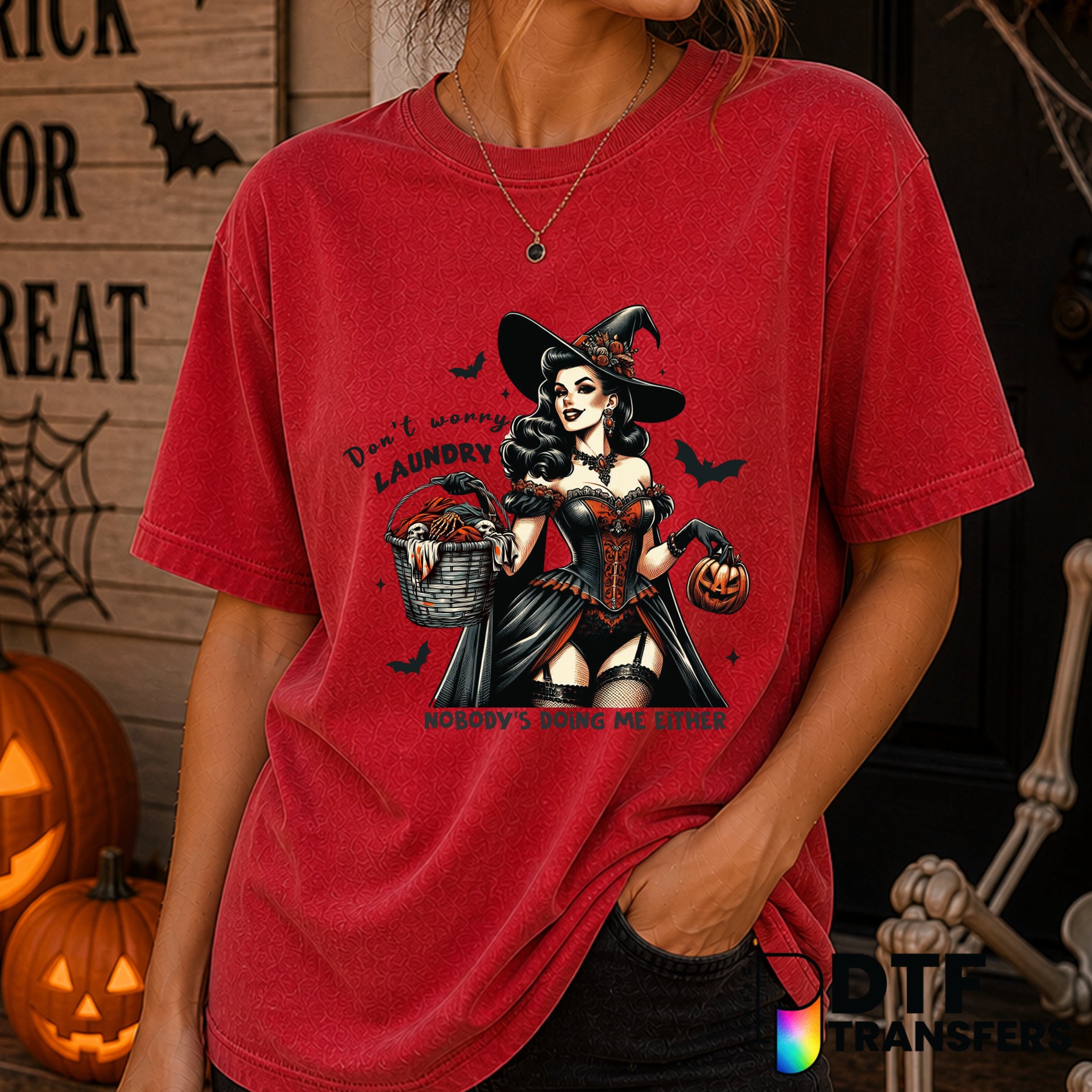 Don't Worry Laundry No One Does Me Either Funny Halloween – Halloween DTF Transfer