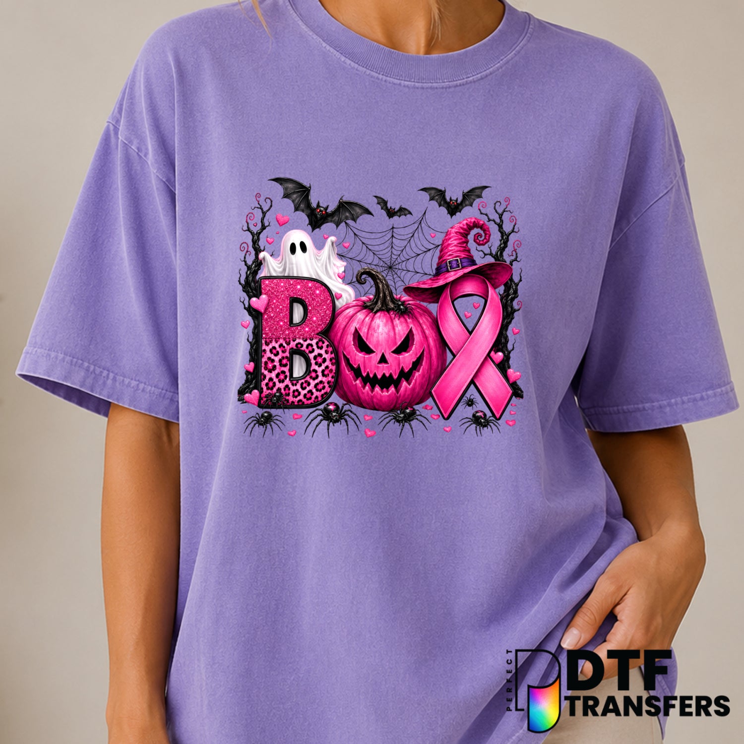 Boo Cancer – Cancer Awareness DTF Transfer (view 1 of 2) – by Perfect DTF Transfers – Premade DTF Transfers – Cancer Aware...