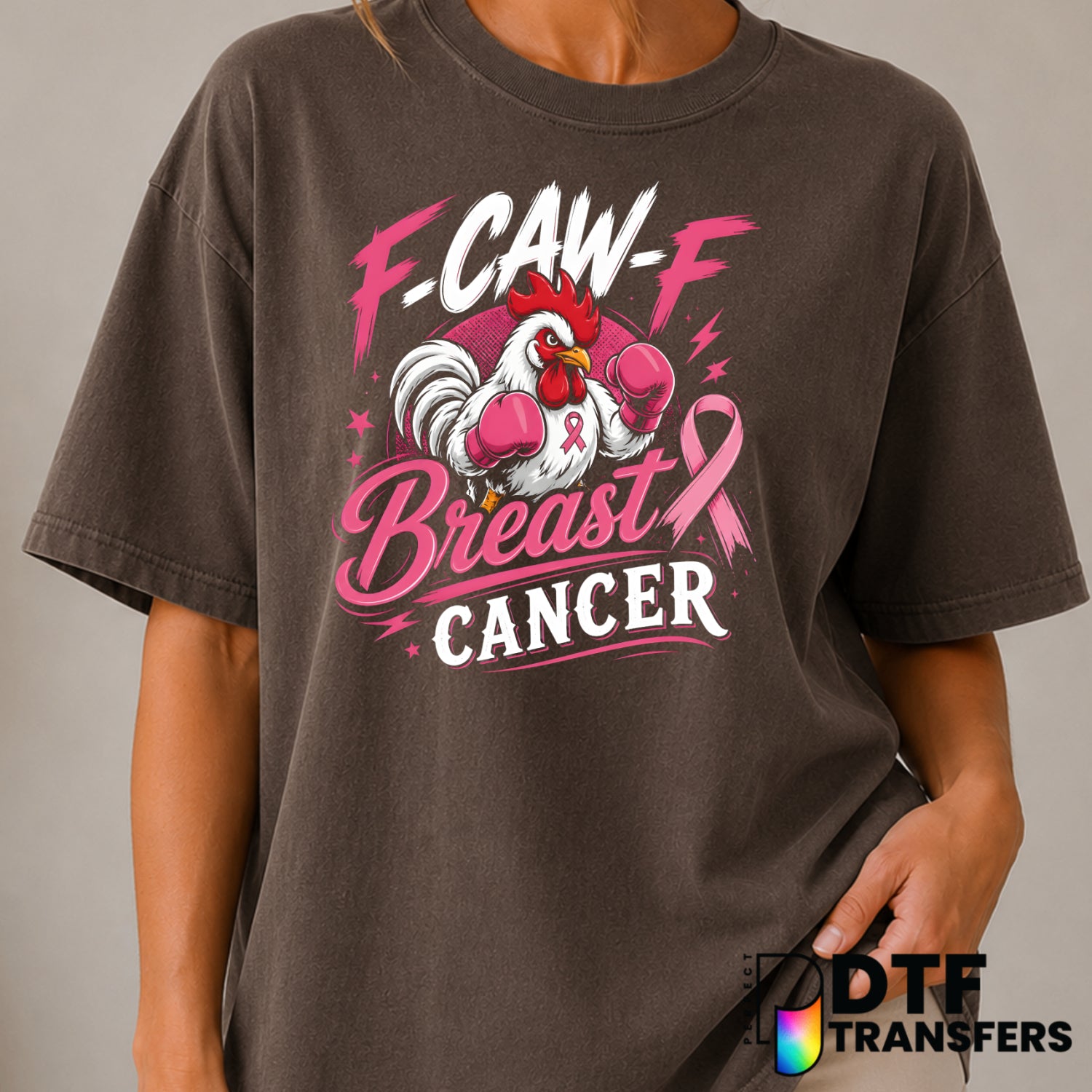 Boxing Chicken Breast Cancer Awareness – DTF Transfer (view 1 of 2) – by Perfect DTF Transfers – Premade DTF Transfers – C...