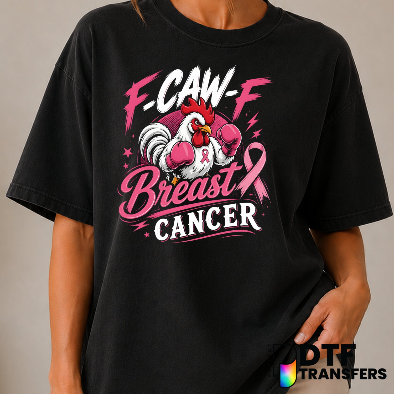 Boxing Chicken Breast Cancer Awareness – DTF Transfer (view 2 of 2) – by Perfect DTF Transfers – Premade DTF Transfers – C...