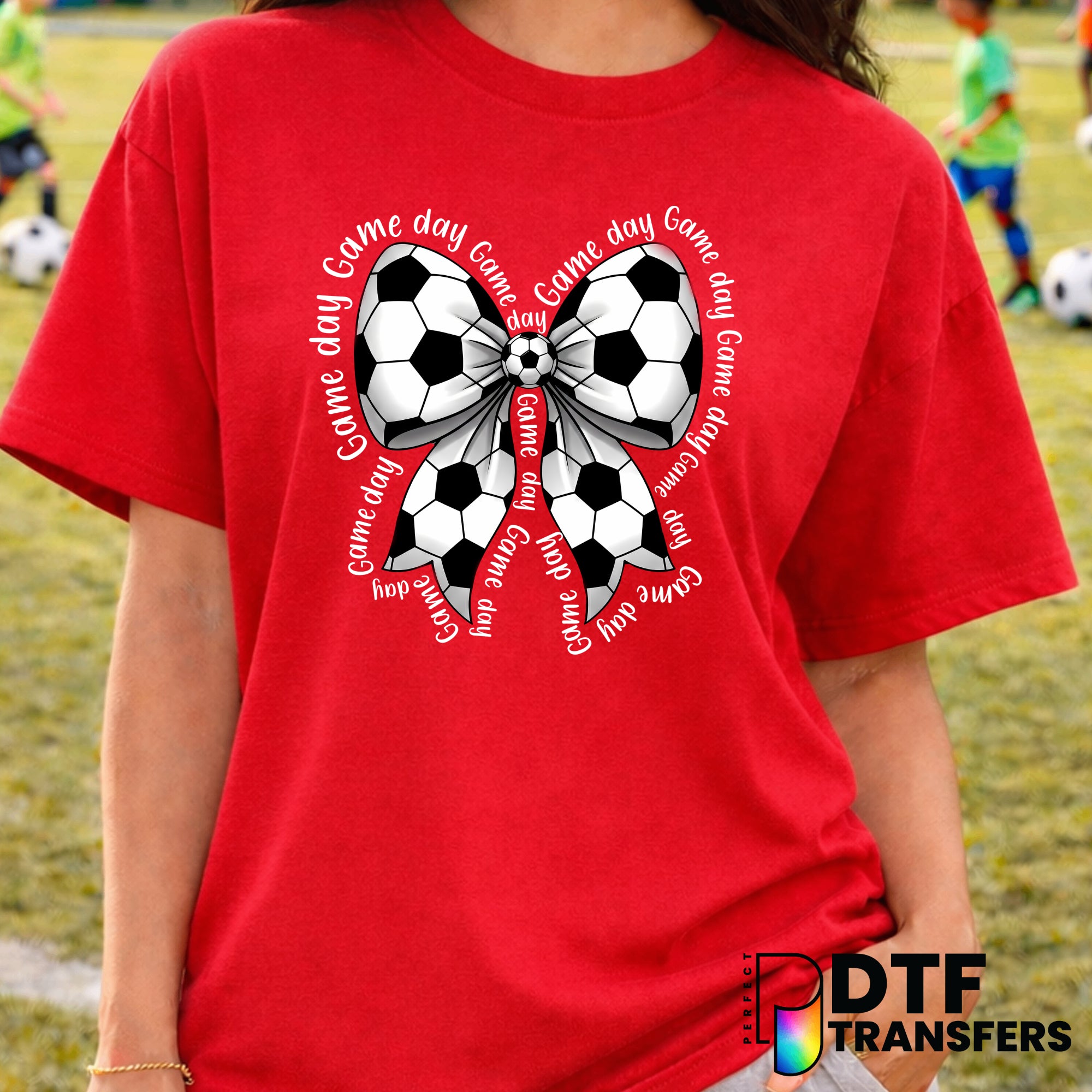 Soccer Ball Coquette Bow – Soccer DTF Transfer