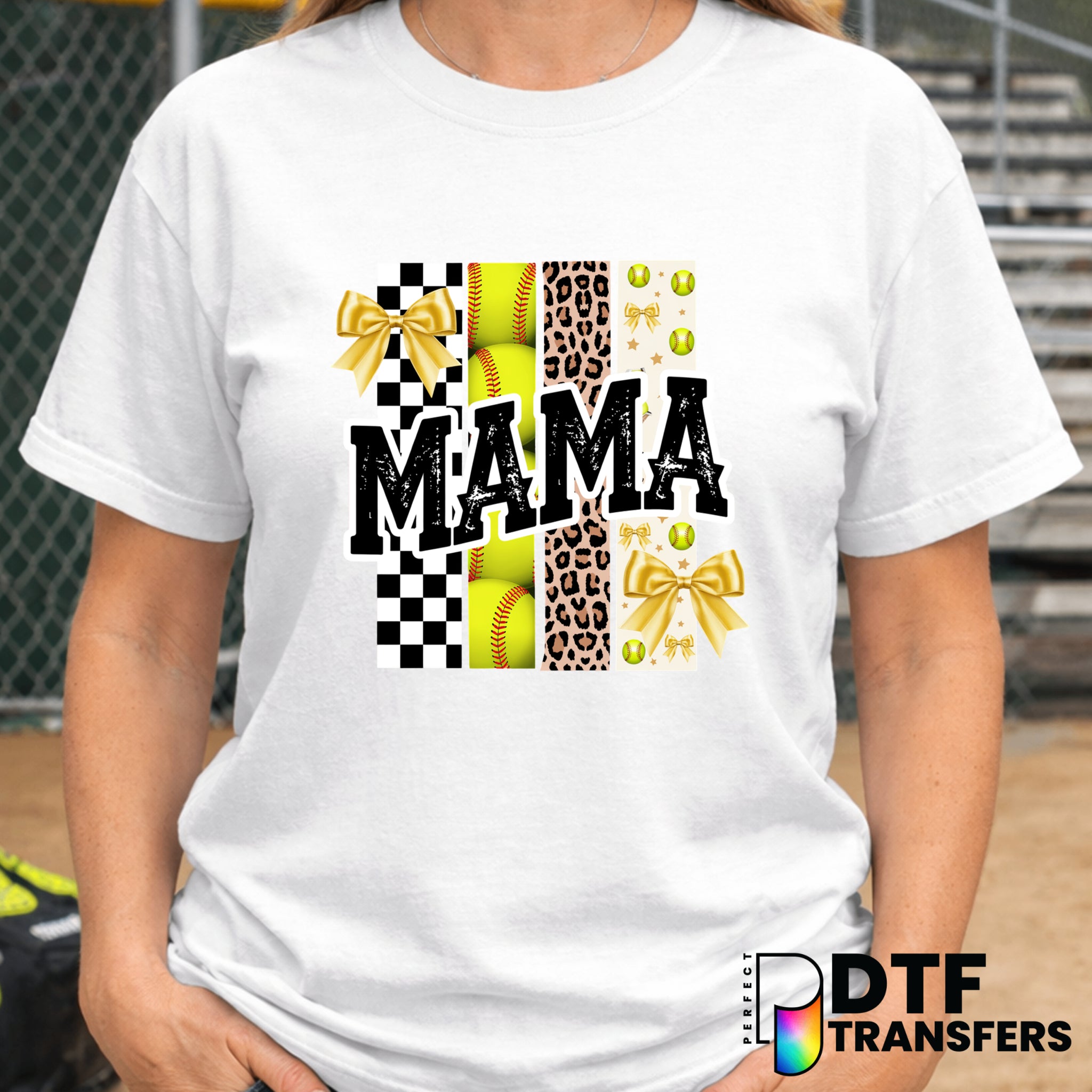 Mama Checkered Leopard Grunge – Softball DTF Transfer