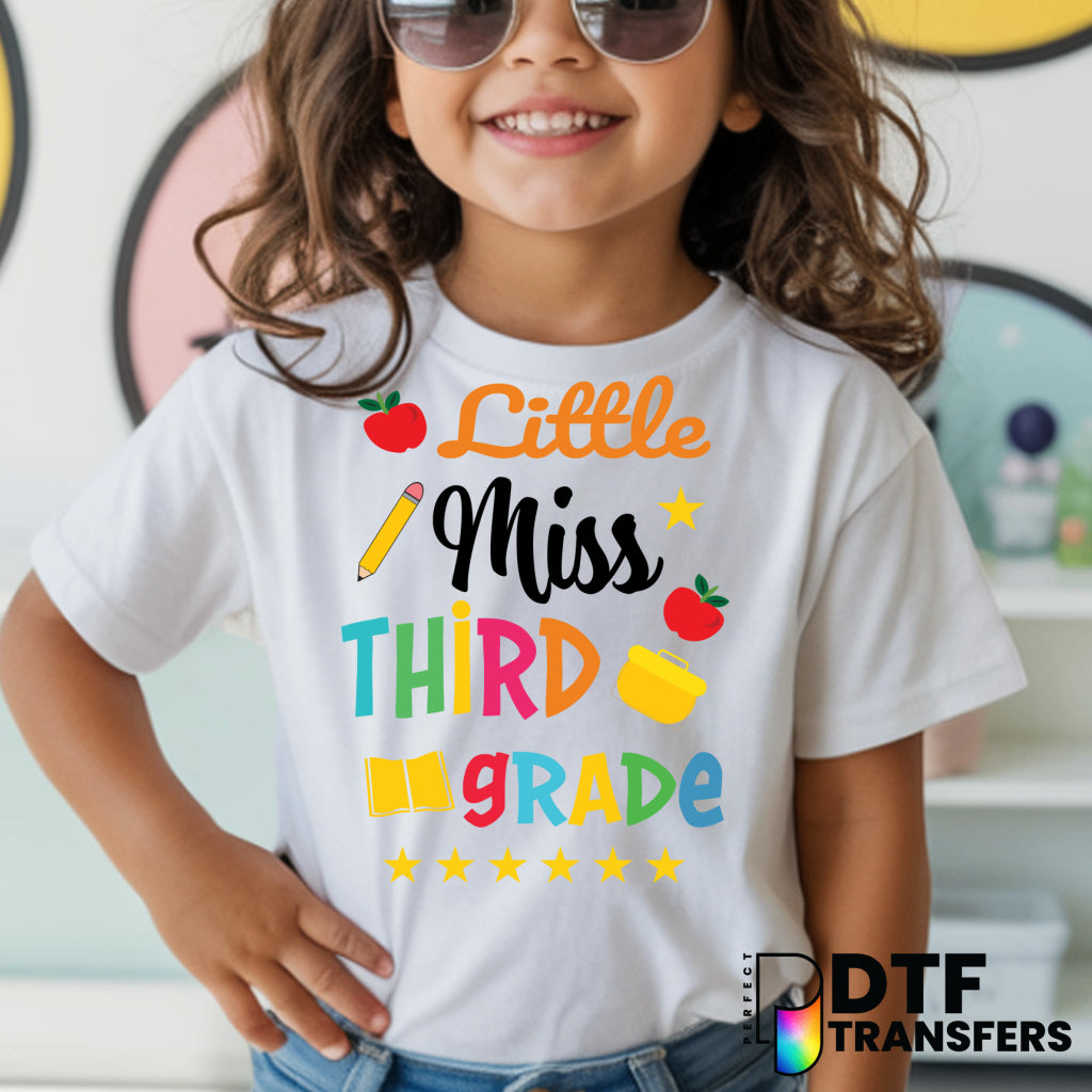 Little Miss Third Grade Welcome Back to School – Teacher DTF Transfer