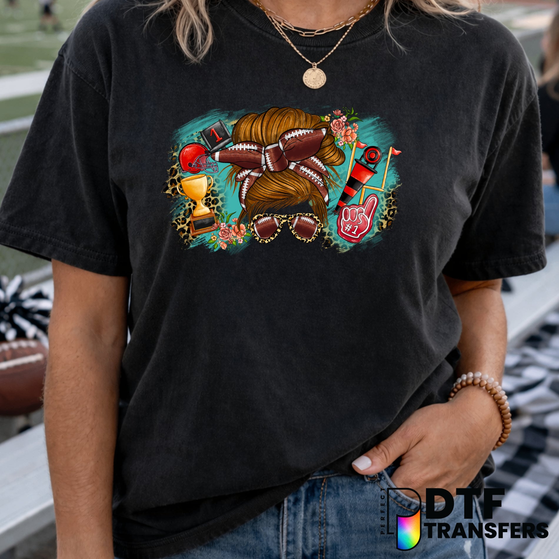 Leopard Messy Bun Football – DTF Transfer