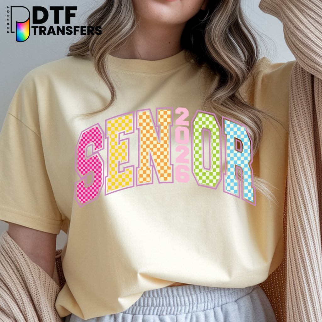 SENIOR 2026 CHECKERED – Graduation Teacher DTF Transfer