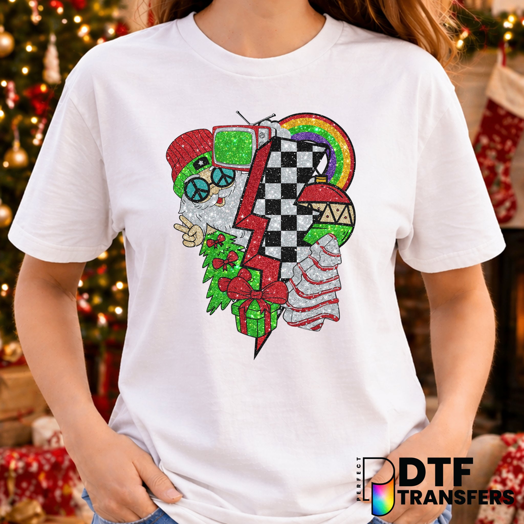 Retro Christmas Lightning Bolt – Christmas DTF Transfer