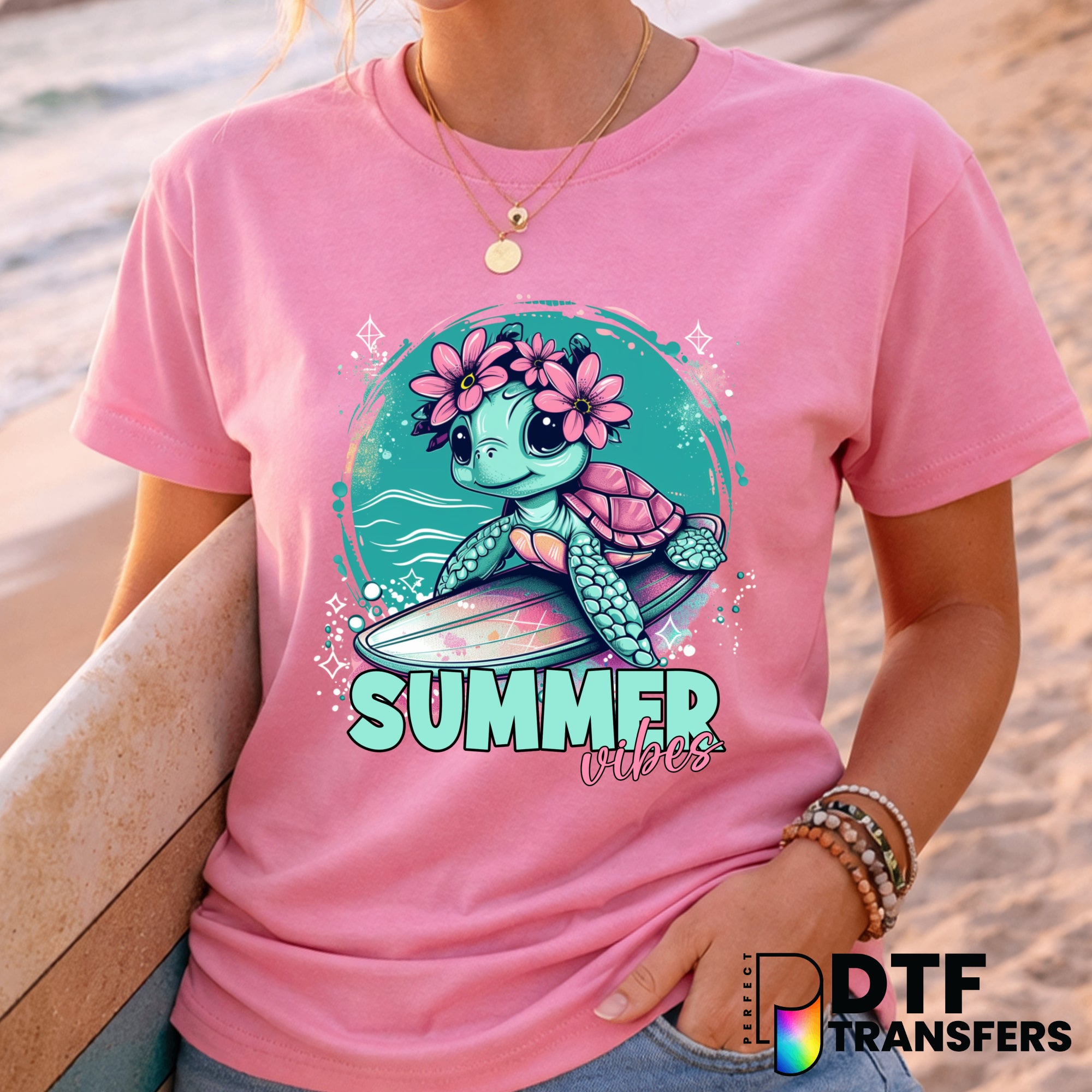 Summer Vibes – Surfing DTF Transfer